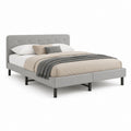 Letto matrimoniale imbottito grigio in poliestere con testiera capitonné 160 x 200 cm