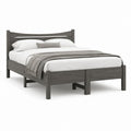 Letto matrimoniale 160 x 200 cm grigio in legno massello con testiera curva