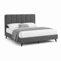 Letto matrimoniale imbottito grigio scuro in poliestere con testiera alta 175 x 220 x 115 cm