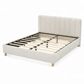 Letto matrimoniale con rete a doghe beige in poliestere 160 x 200 cm