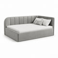 Letto matrimoniale rettangolare imbottito grigio in poliestere con testiera 180 x 220 x 100 cm