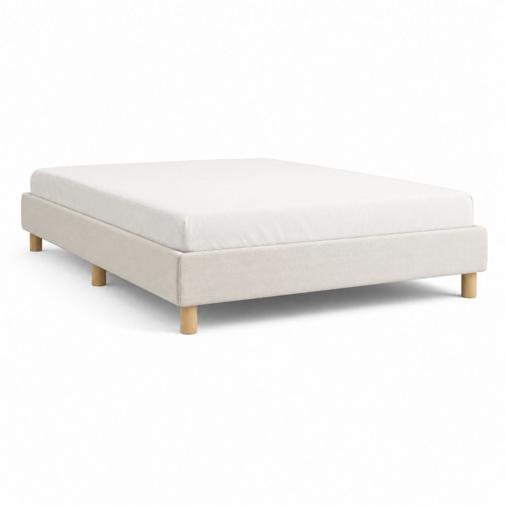 Struttura letto matrimoniale rettangolare beige in poliestere 160 x 200 cm