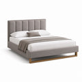 Letto matrimoniale imbottito grigio in velluto di poliestere rettangolare 160 x 200 cm