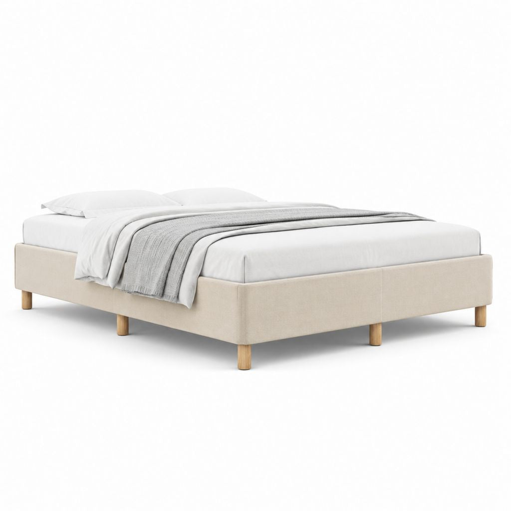 Struttura letto matrimoniale beige in poliestere rettangolare 160 x 200 cm