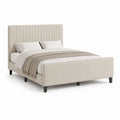 Letto matrimoniale imbottito beige in poliestere rettangolare 160 x 200 cm
