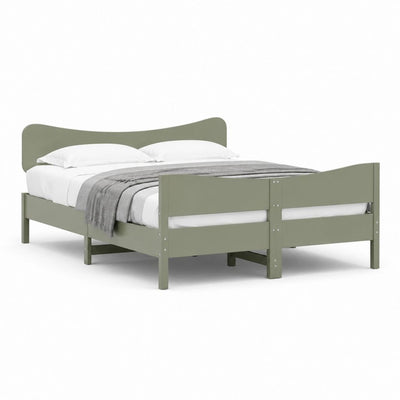 Letto matrimoniale con struttura verde salvia in legno massello di pino 140 x 200 cm