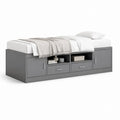 Letto singolo contenitore rettangolare grigio in truciolare nobilitato 90 x 190 cm