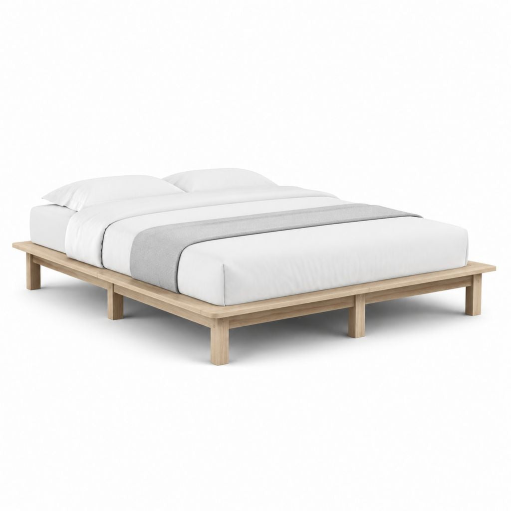 Letto matrimoniale con rete a doghe naturale in legno massello di pino rettangolare per materasso 160 x 200 cm