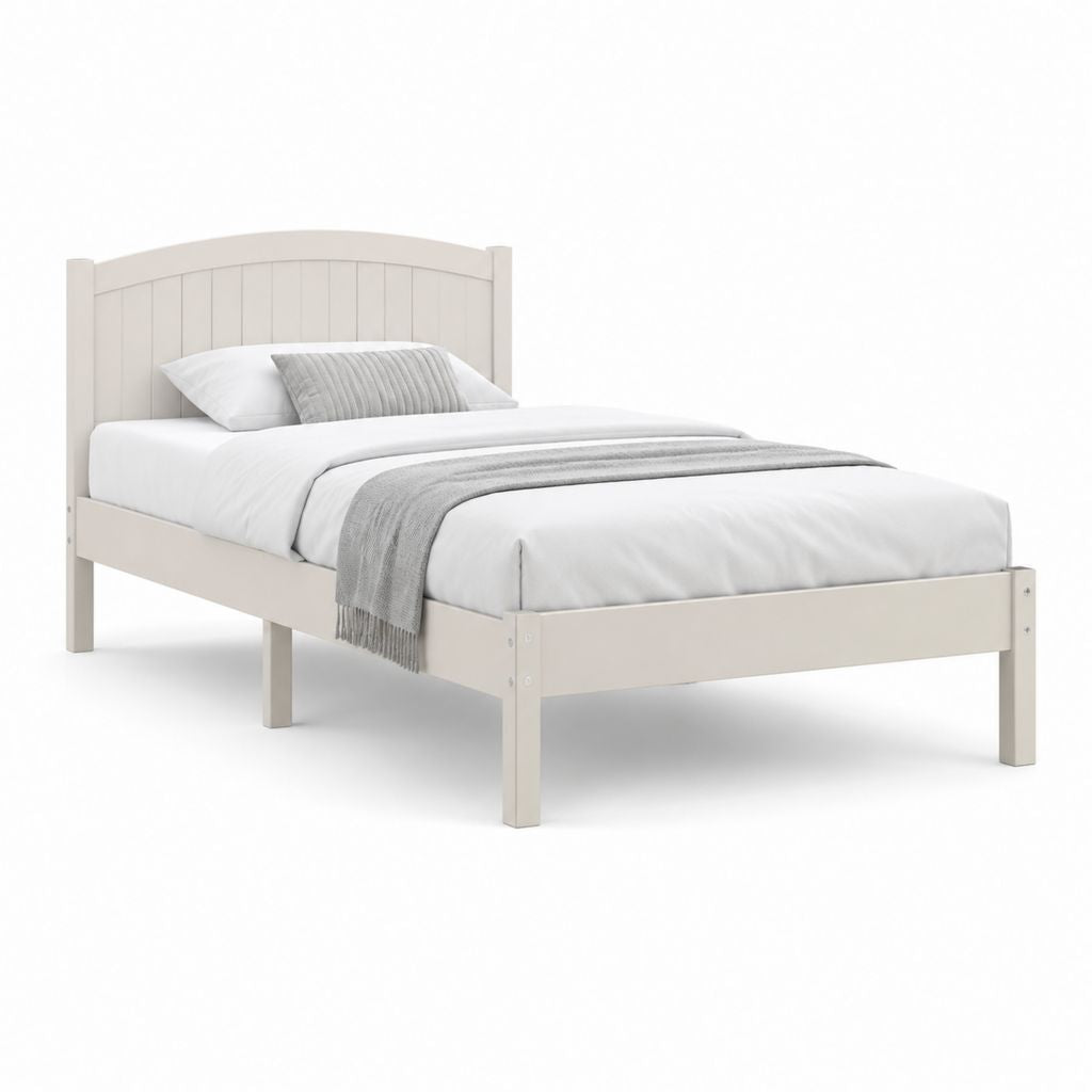 Letto singolo in legno massello avorio rettangolare 90 x 190 cm