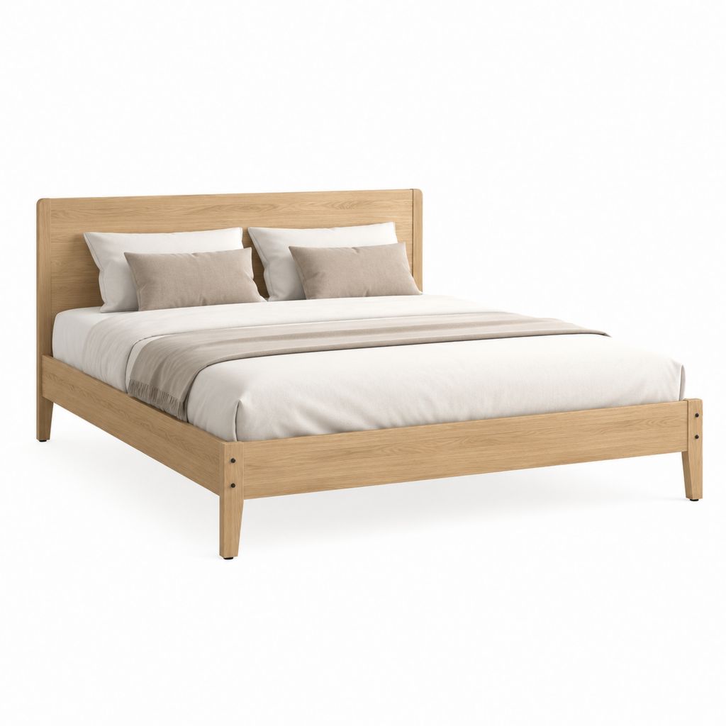 Letto matrimoniale in legno massello di rovere naturale rettangolare 160 x 200 cm