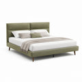 Letto matrimoniale imbottito verde oliva in poliestere con testiera 160 x 200 cm
