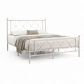 Letto matrimoniale con struttura in acciaio bianco rettangolare 160 x 200 cm 166 x 209 x 110 cm