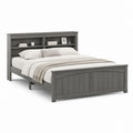 Letto matrimoniale con testiera libreria grigio in pino massello e MDF 160 x 200 cm