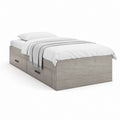 Letto singolo con cassetti grigio rovere in pannello truciolare rettangolare 196 x 96 x 46 cm