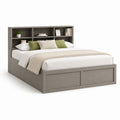 Letto matrimoniale con testiera libreria grigio tortora in MDF 168 x 218 x 120 cm