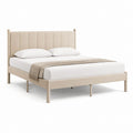 Letto matrimoniale con testiera imbottita beige in poliestere 160 x 200 cm